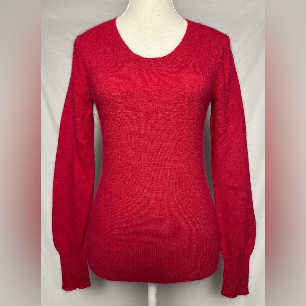 MERCER & MADISON Angora Blend Red Knit Preppy Feminine Scoop Neck Sweater Size S